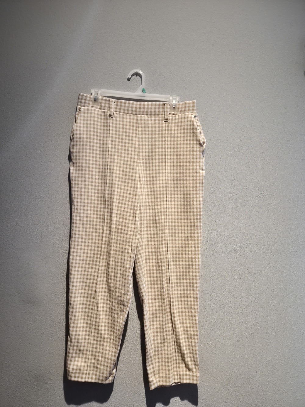Lands' End Beige Gingham Chinos